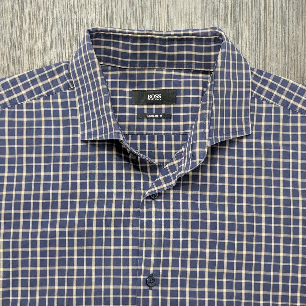 Hugo Boss | Men's Blue/Tan Plaid Shirt